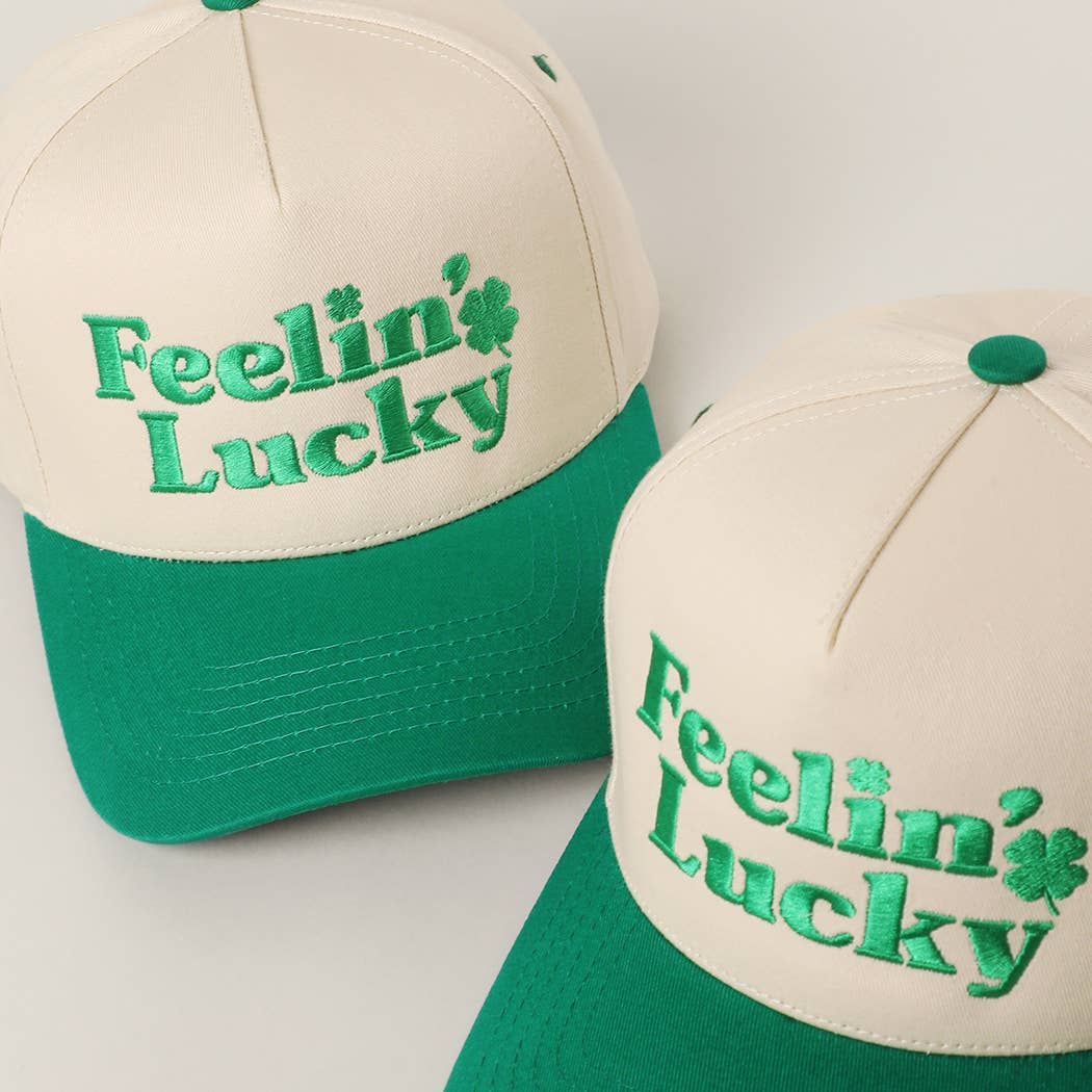 Feelin’ Lucky Embroidery Two-Tone Trucker Hat