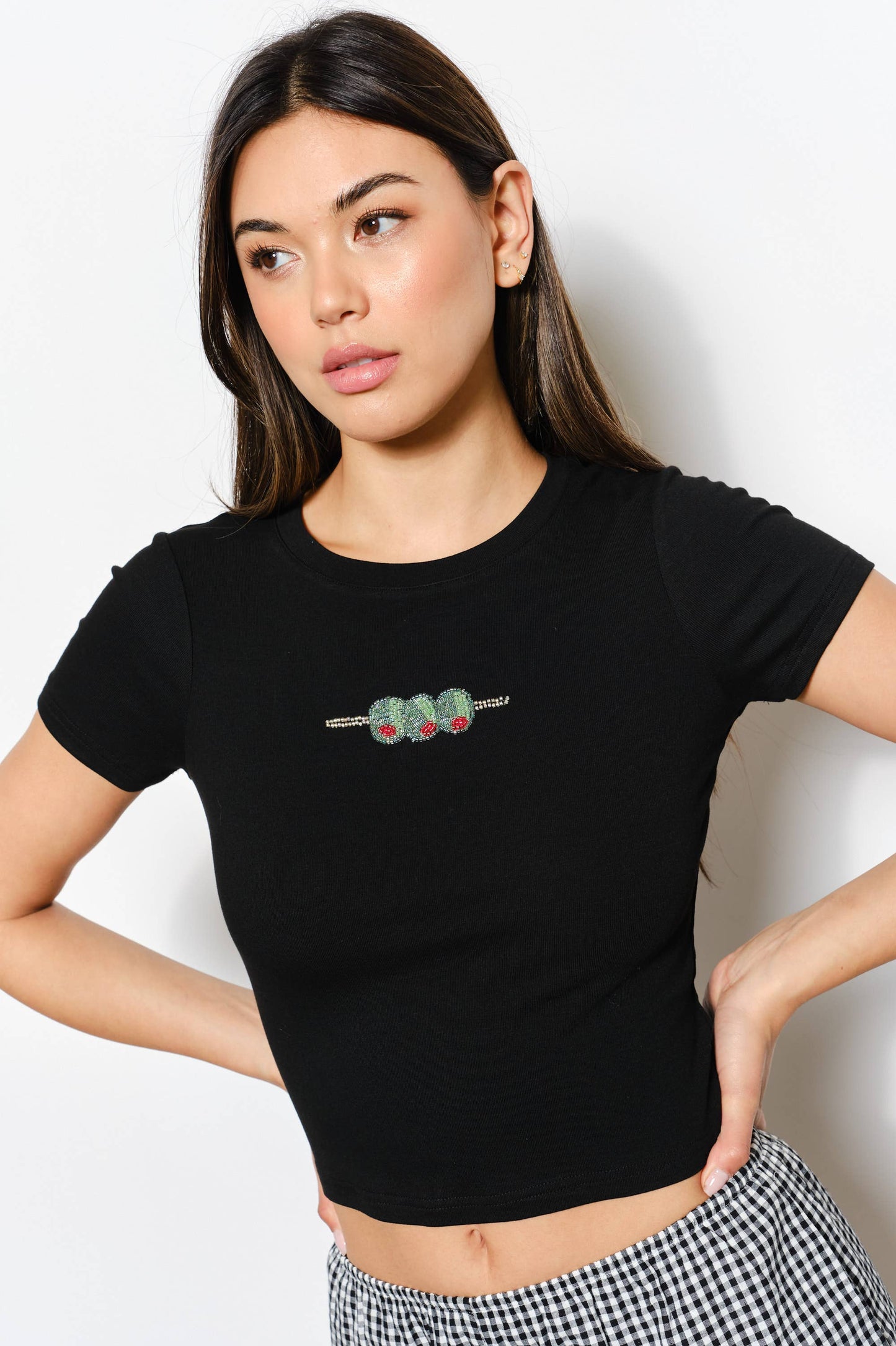 Olives Bead Tee- Playful, Trendy, Cute