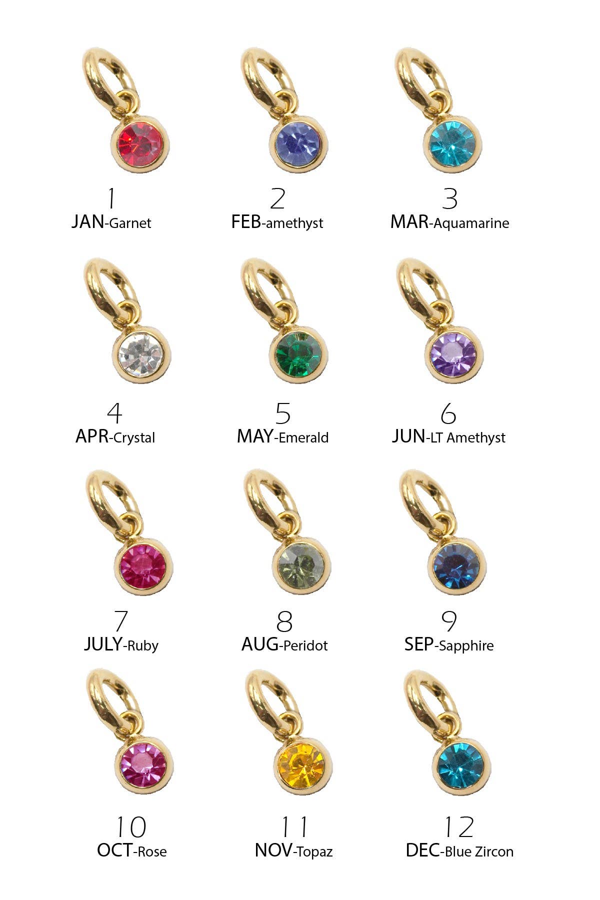 Charms 18K Brass Cubic Zirconia Birthstone Charm