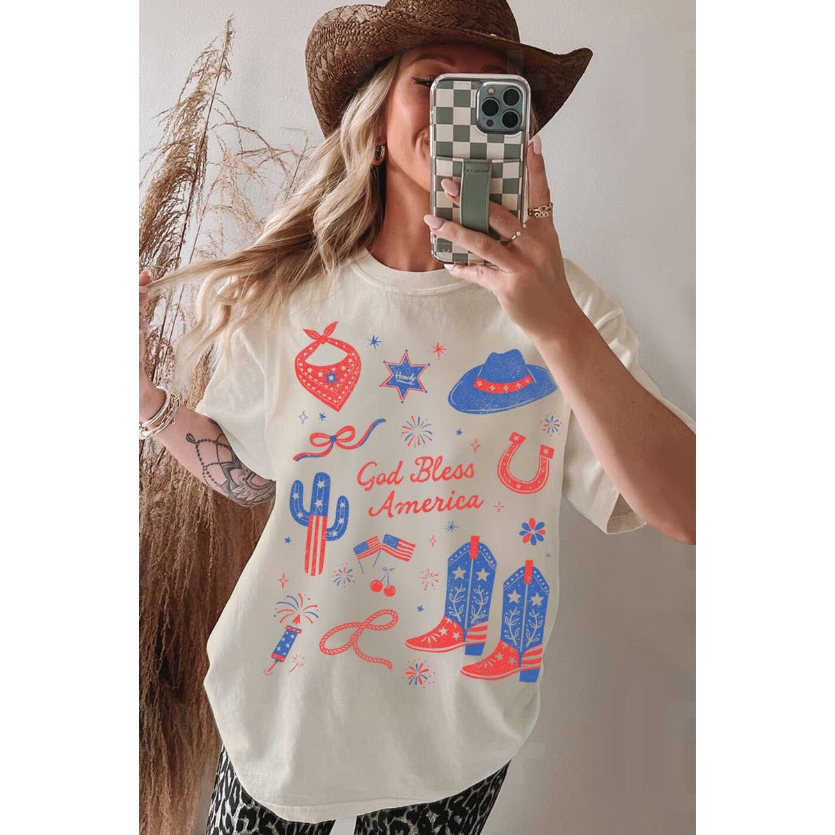 God Bless America Oversized Mineral Graphic Tee