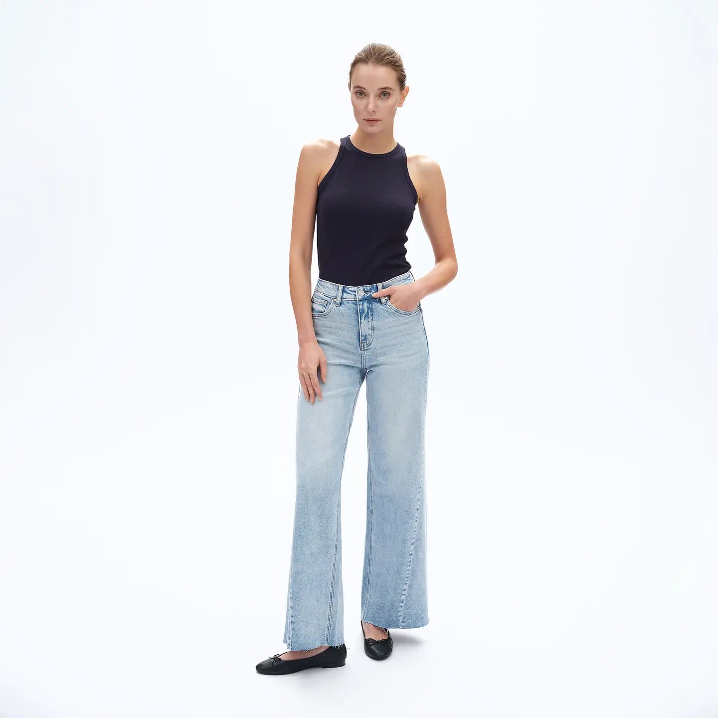 Beth Light Blue High Rise Wide Leg Jeans