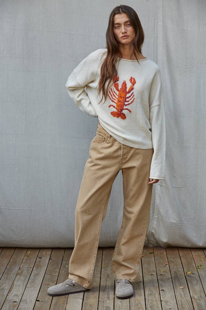 Knit Sweater Animal Jacquard Long Sleeve Pullover