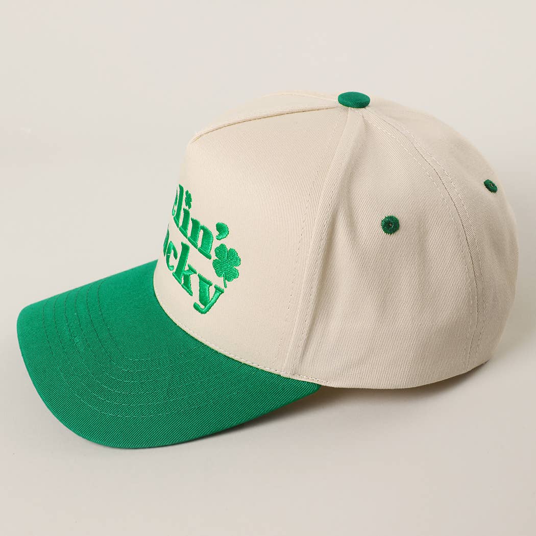 Feelin’ Lucky Embroidery Two-Tone Trucker Hat
