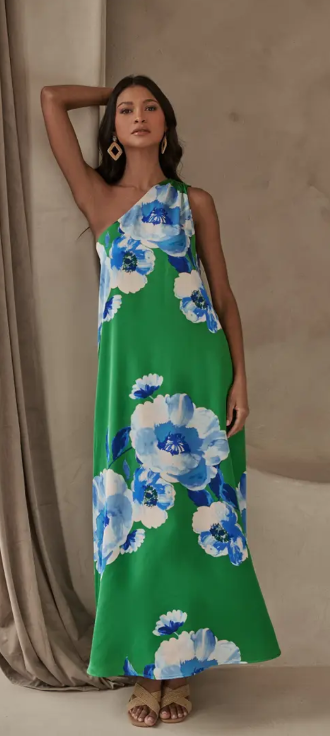 Glena Floral Pleated Maxi Dress