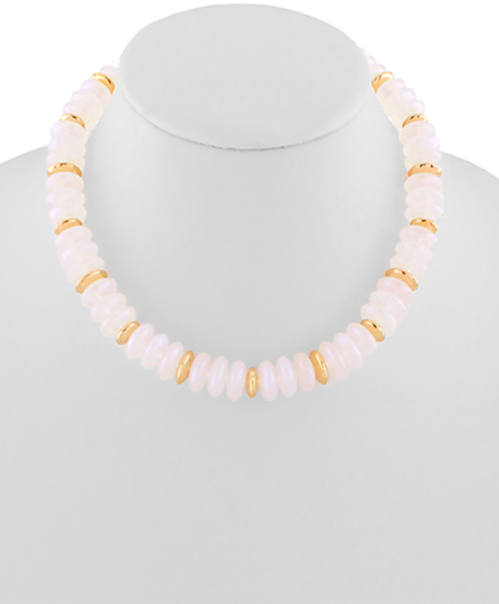 Marbleized Rondelle Stone Necklace