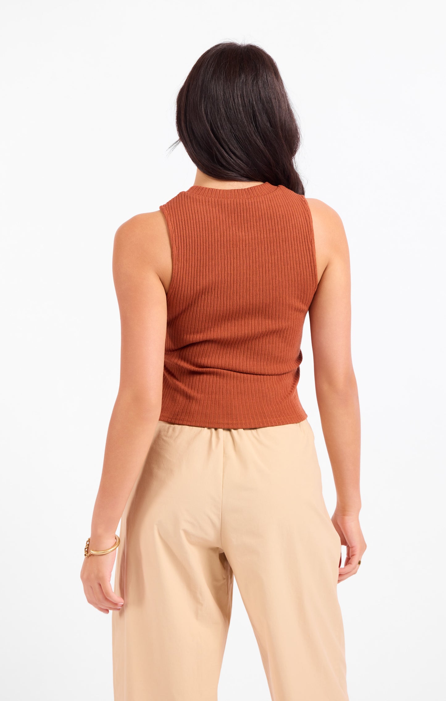 Soft Cedar Ruched Knit Tank
